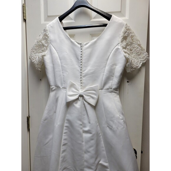 Aurora D'Paradiso Wedding Dress Plus Size 18 White Satin A-Line Vintage No Train - Picture 6 of 12